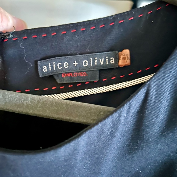 Peplum dress with leather cap sleeves by Alice & Olivia - Picture 2 of 3